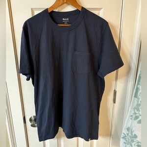 NWT Madewell Mens Allday Pocket Tee Shirt Navy Blue Cotton Casual Size L NEW